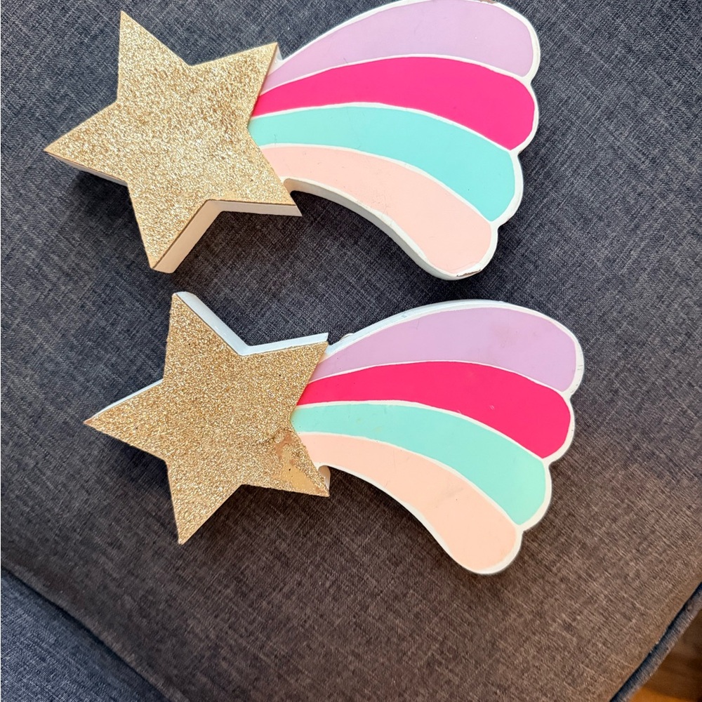 Hobby Lobby Gold Glitter Star with Rainbow Tails